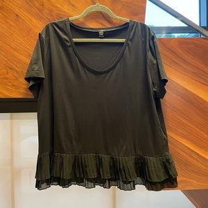 J.Crew, size Large, black T-shirt with ruffle